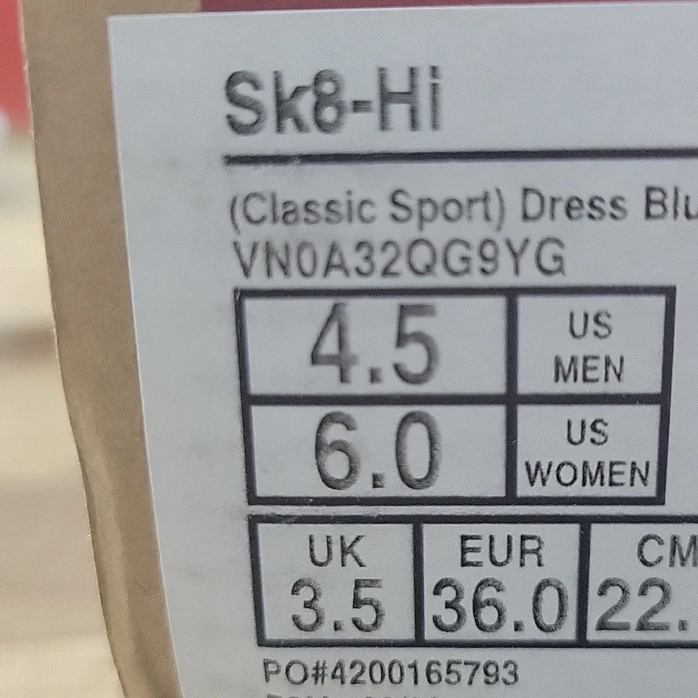 Van's SK8-Hi Brand new in the box no lid authentic uper textile and leather .